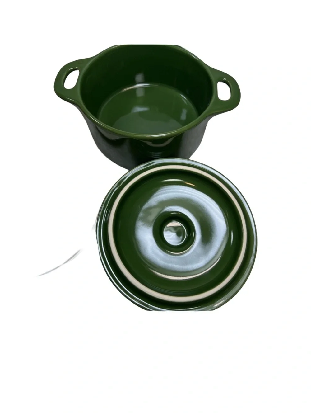 NWT Brocc Your Body Mini Ceramic Cocotte Set Green Ivory 18.6oz Dutch Oven Bowls
